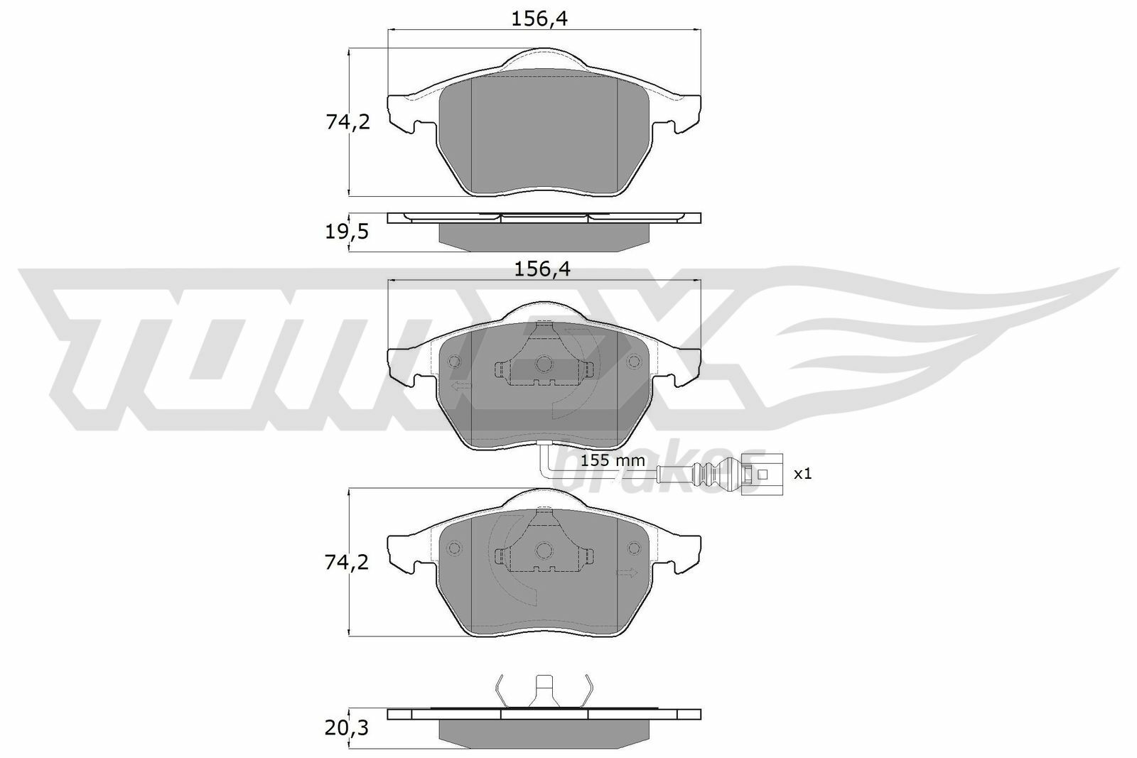 Sada brzdových destiček, kotoučová brzda TOMEX Brakes